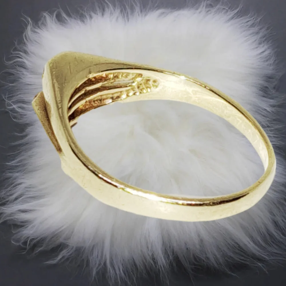 SOLID 14k Yellow Gold Ring Set with 2 Small Round Diamonds